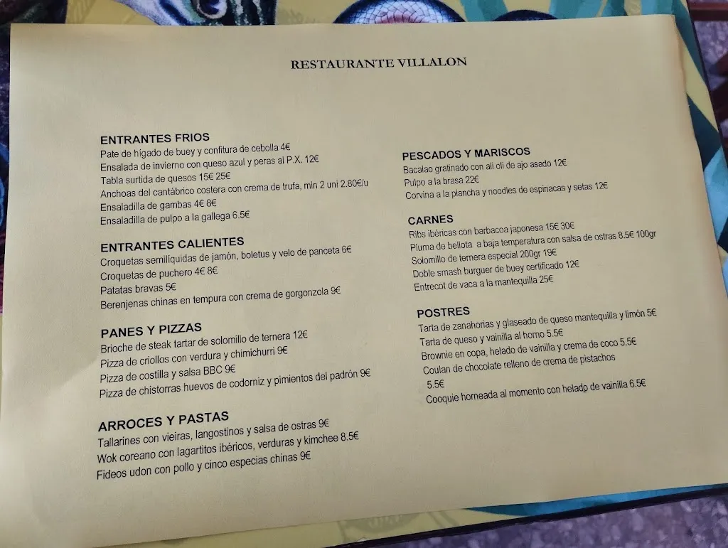 Menu_Restaurante Villalon_Morón de la Frontera_image_1