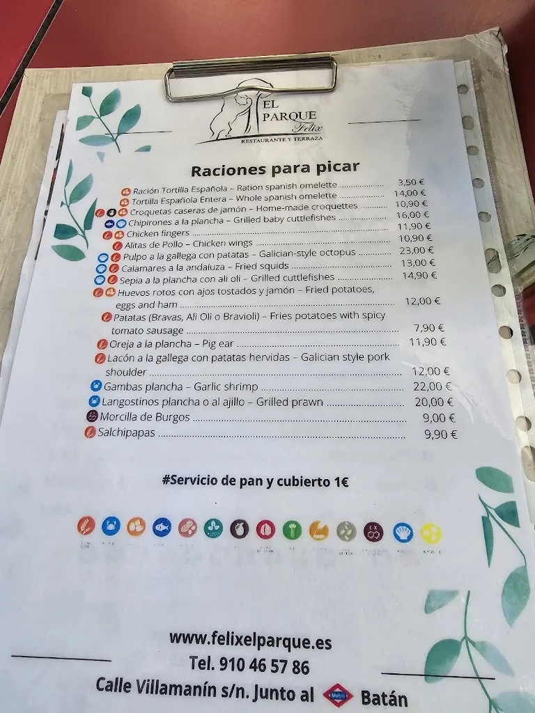 Menu_El Parque Félix - Chiringuito del Batán_Felix_image_1
