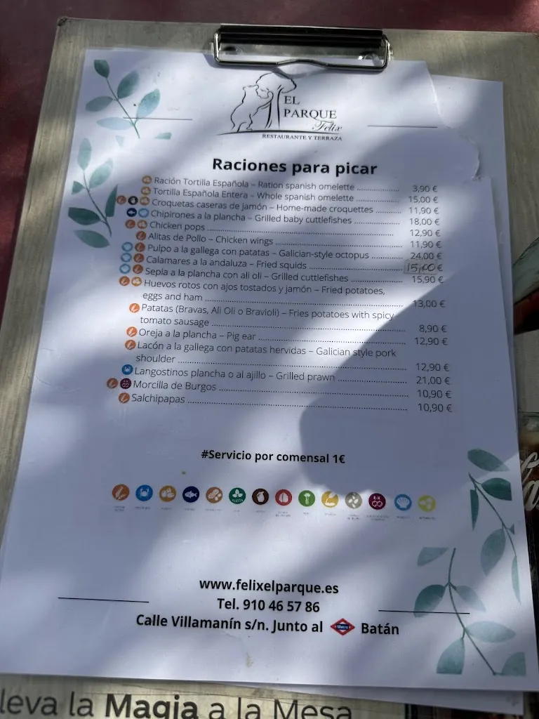 Menu_El Parque Félix - Chiringuito del Batán_Felix_image_4