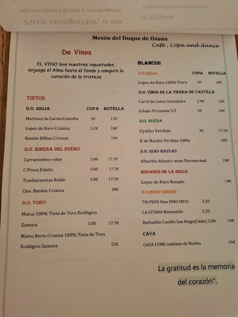 Menu_Bar restaurante Mesón del Duque de Osuna_Osuna_image_2