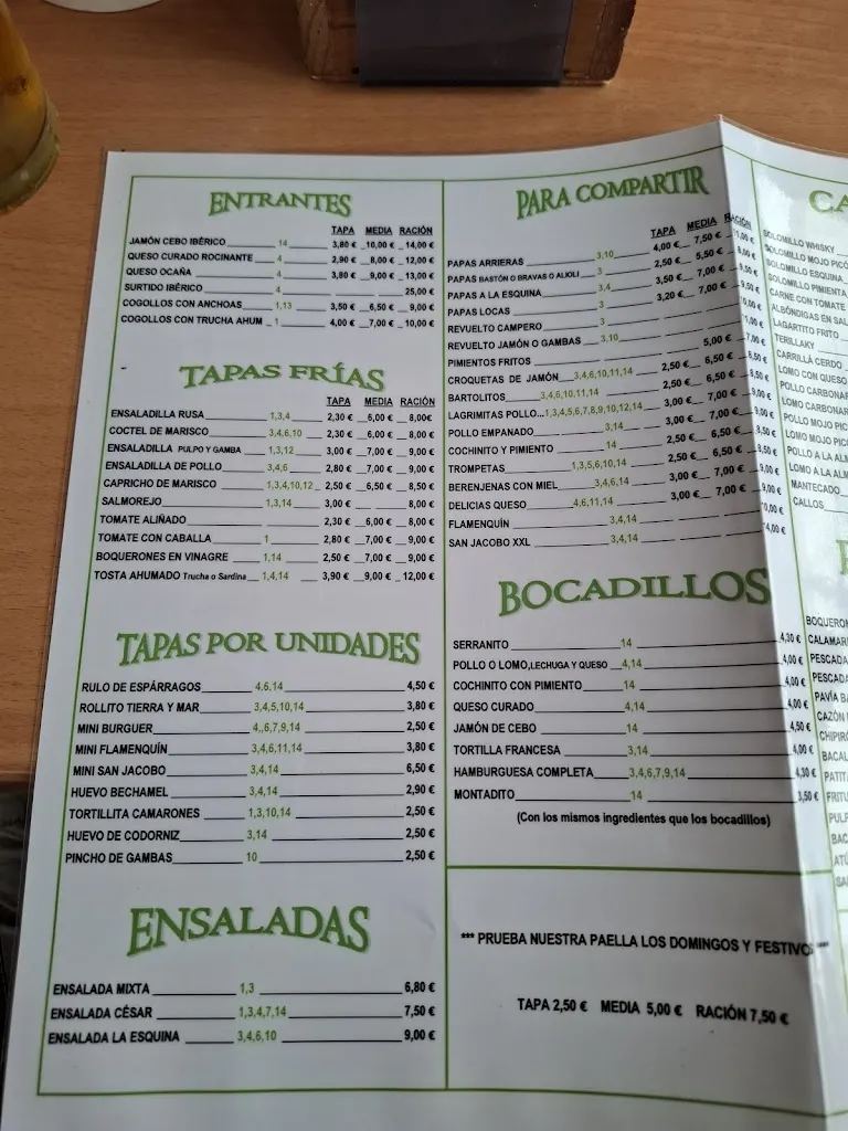 Menu_Bar Cervecería La Esquina_Osuna_image_3