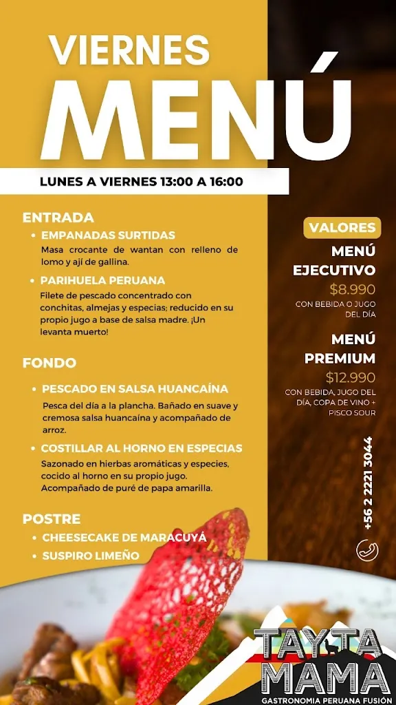 Menü_RESTAURANT PERUANO TAYTA MAMA_Peñaflor_Bild_1