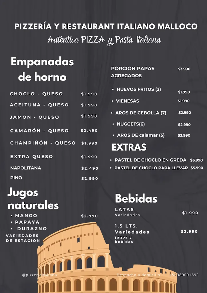 Menu_PIZZERIA ITALIANA Malloco. Restaurant Italiano_Peñaflor_image_2
