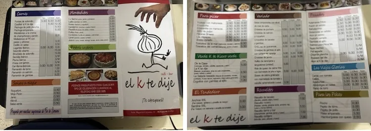 Menu_Bar El K Te Dije_Peñaflor_image_1