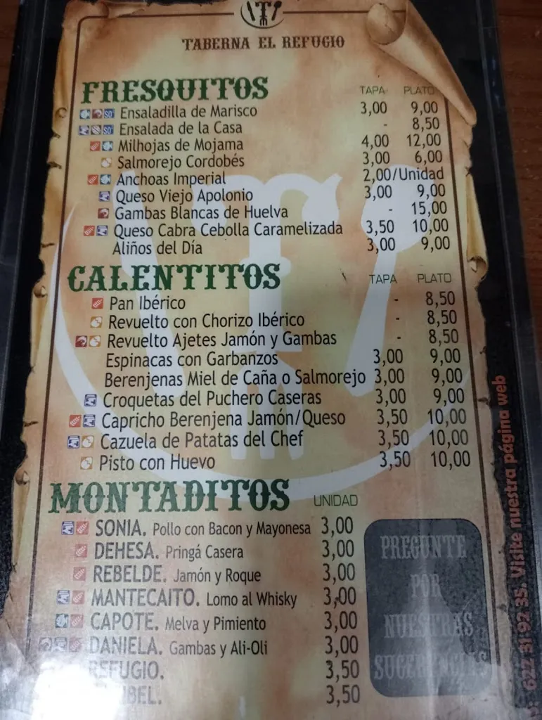 Menu_Taberna El Refugio_San Juan de Aznalfarache_image_2