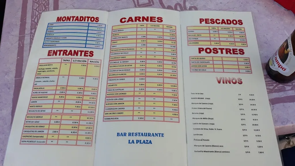Menu_Bar la Plaza_San Nicolás del Puerto_image_1