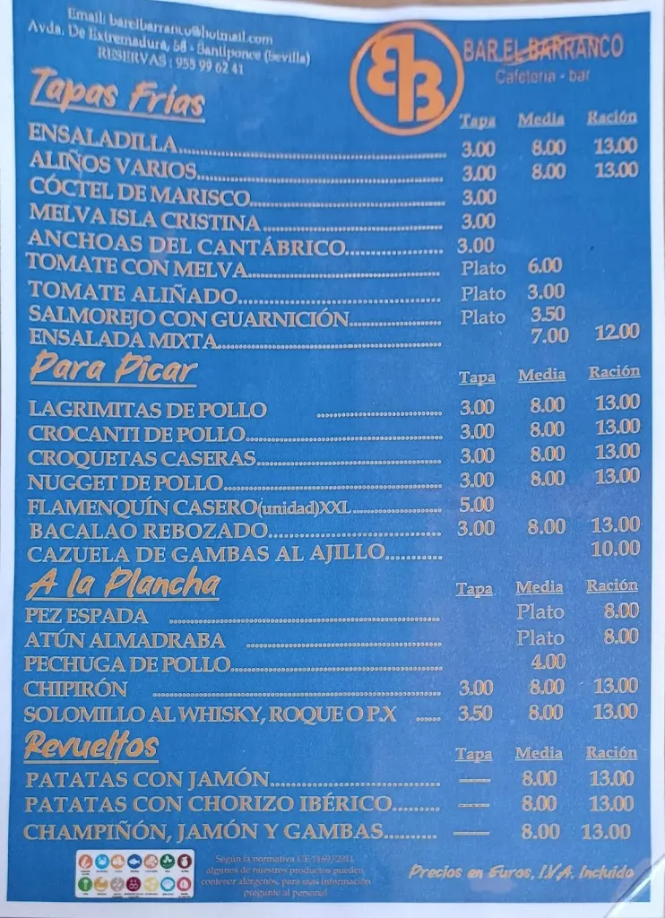 Menü_Bar El Barranco_Santiponce_Bild_1