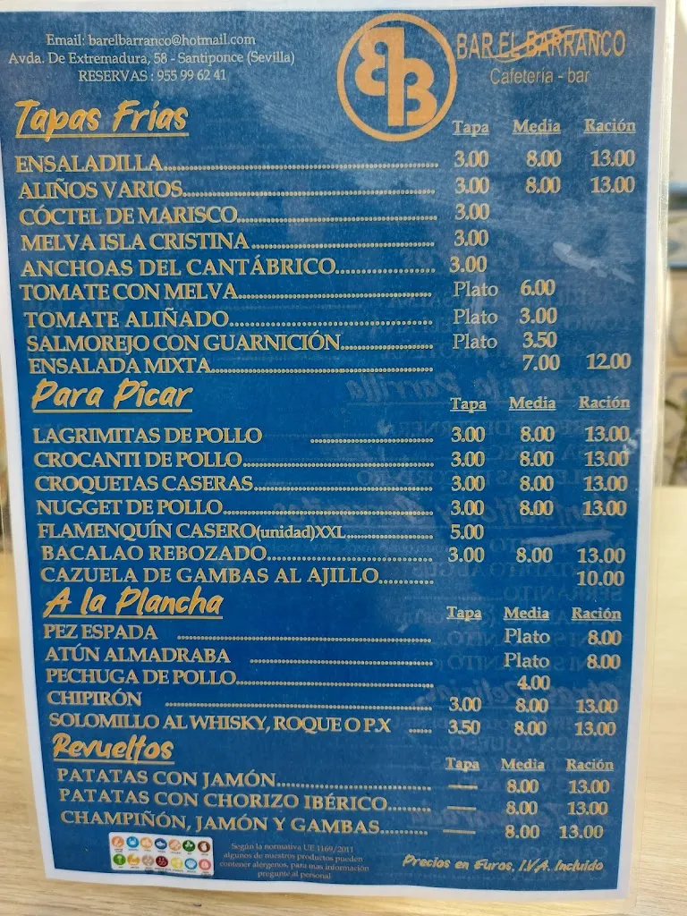 Menü_Bar El Barranco_Santiponce_Bild_3