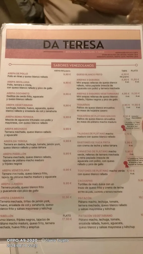 Menu_Da Teresa | Restaurante venezolano y tapas_Tomares_image_1