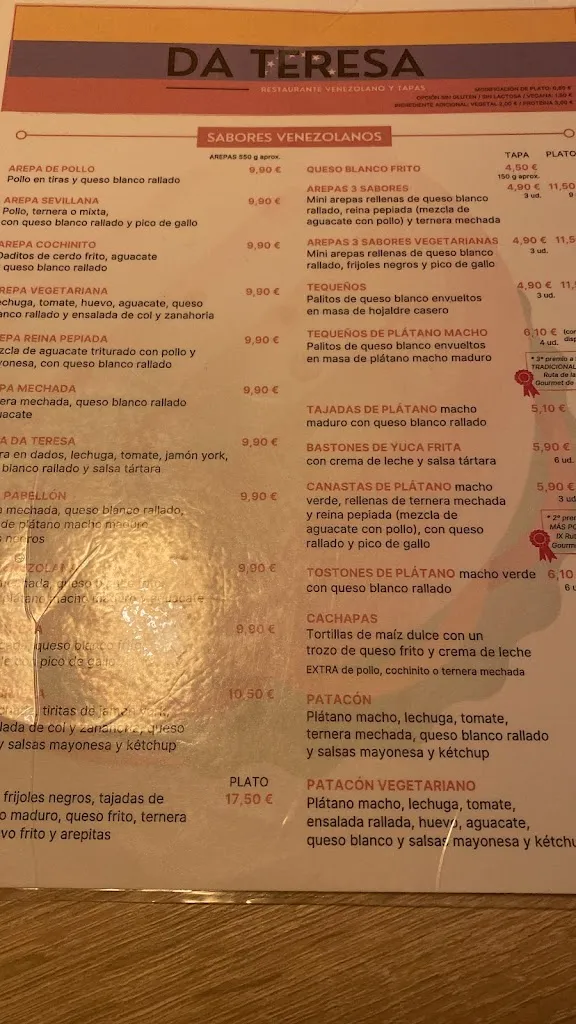 Menu_Da Teresa | Restaurante venezolano y tapas_Tomares_image_2