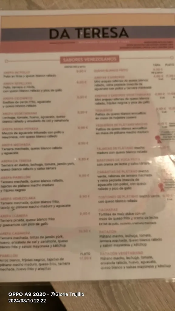 Menu_Da Teresa | Restaurante venezolano y tapas_Tomares_image_3