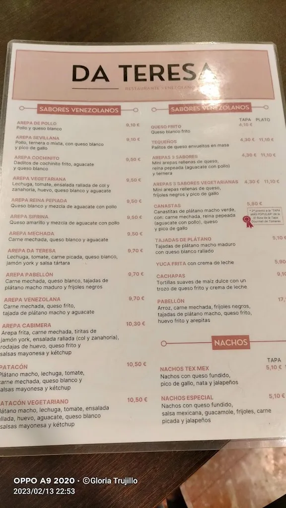 Menu_Da Teresa | Restaurante venezolano y tapas_Tomares_image_4