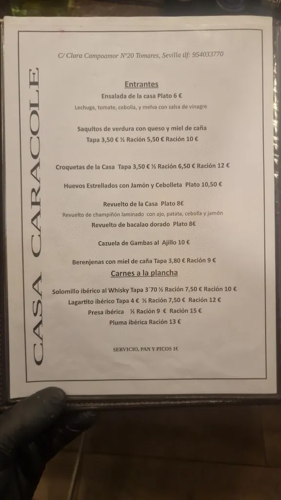 Menu_Casa Caracole_Tomares_immagine_1