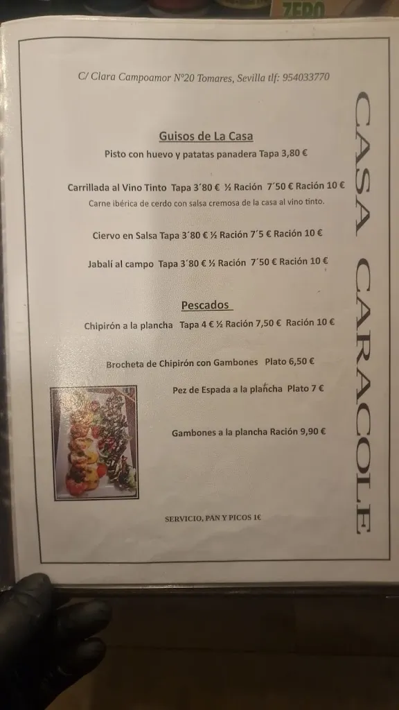 Menu_Casa Caracole_Tomares_immagine_3