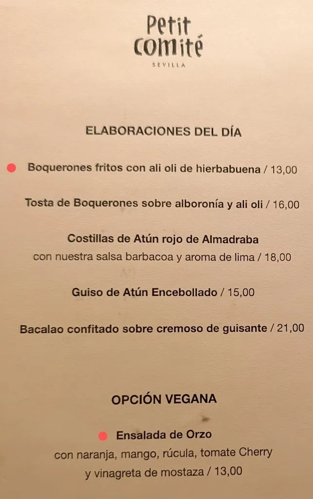 Menu_Petit Comité Sevilla_Sevilla_image_2