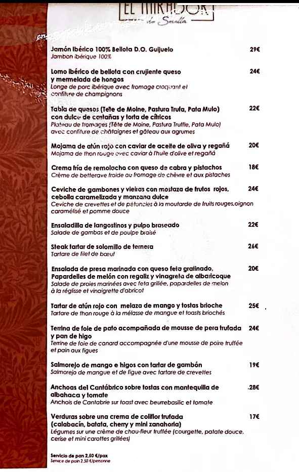 Menu_Restaurante Mirador de Sevilla_Sevilla_image_1