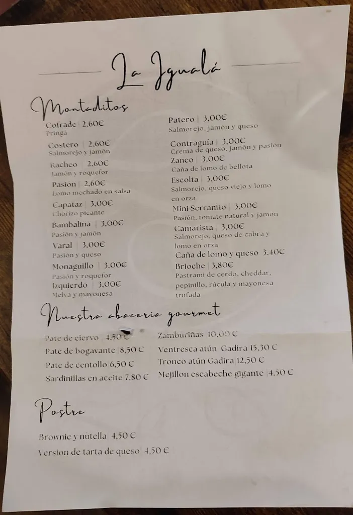 Menu_Bodeguita La Iguala_Valencina de la Concepción_immagine_1