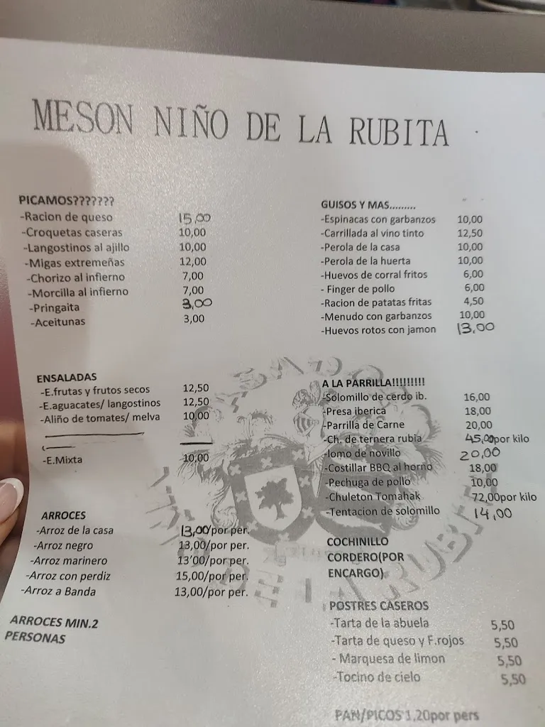 Menu_MESON EL NIÑO DE LA RUBITA_Valencina de la Concepción_image_1