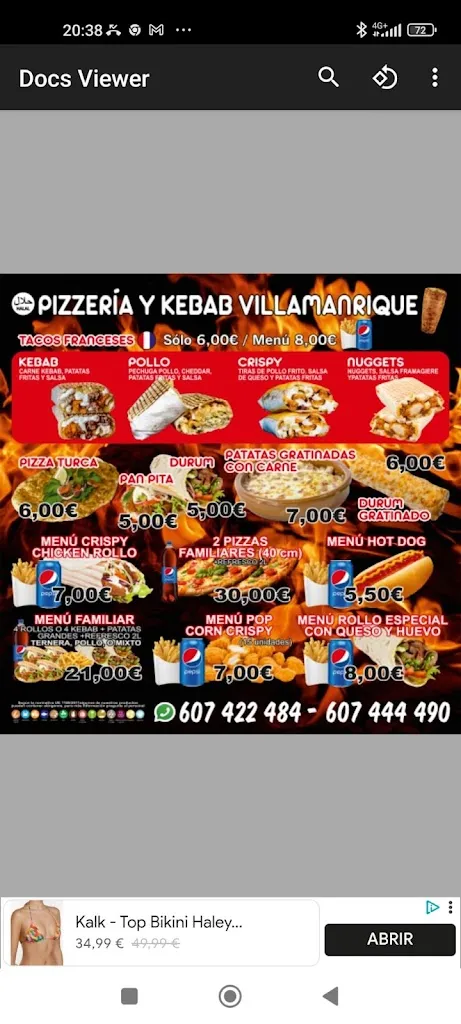 Menu_Pizzeria kebab villamanrique_Villamanrique de la Condesa_image_1