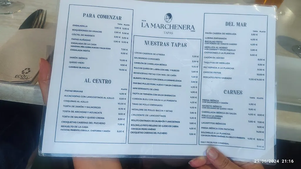 Menu_Bar restaurante La Marchenera Tapas_Utrera_image_2