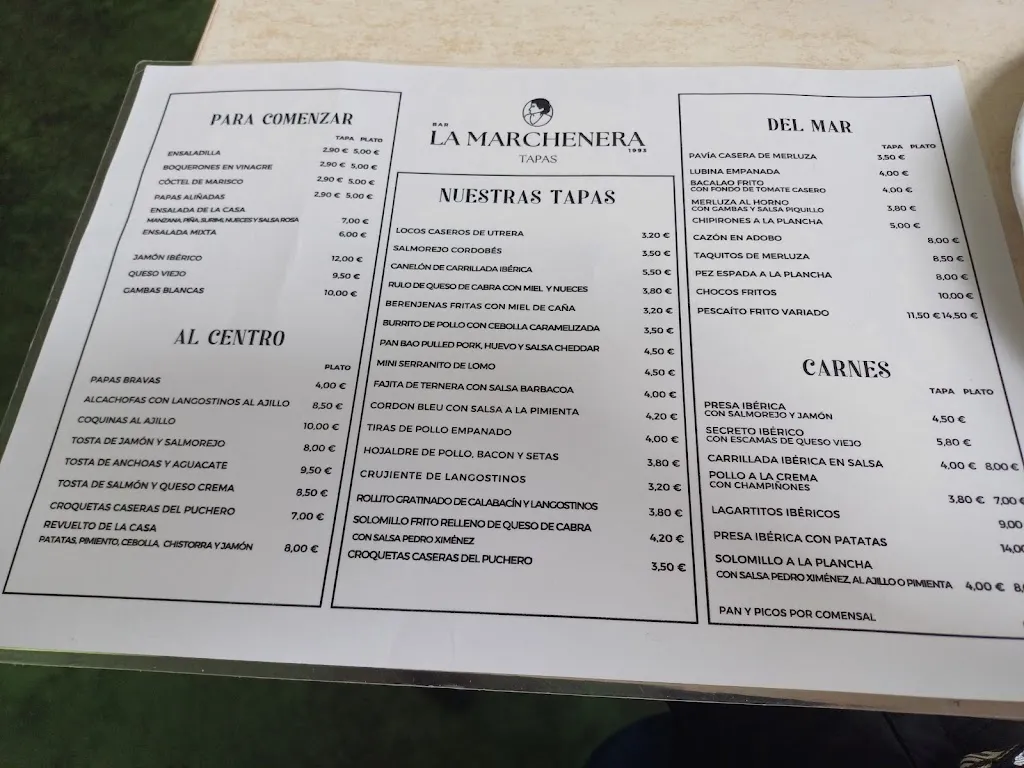 Menu_Bar restaurante La Marchenera Tapas_Utrera_image_4