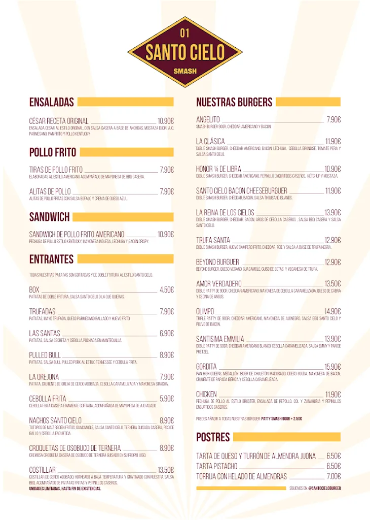Menu_Santo Cielo Burgers Restaurante_Utrera_image_2