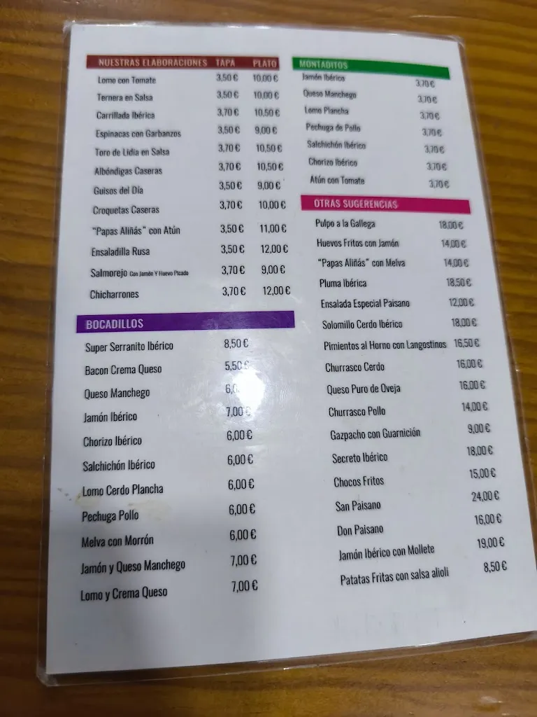 Menu_Mesón El Paisano Andaluz_Utrera_image_4