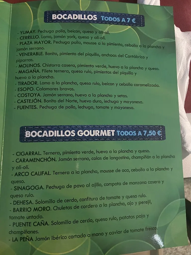 Menu_Yumay Sport Tavern_Ágreda_immagine_1