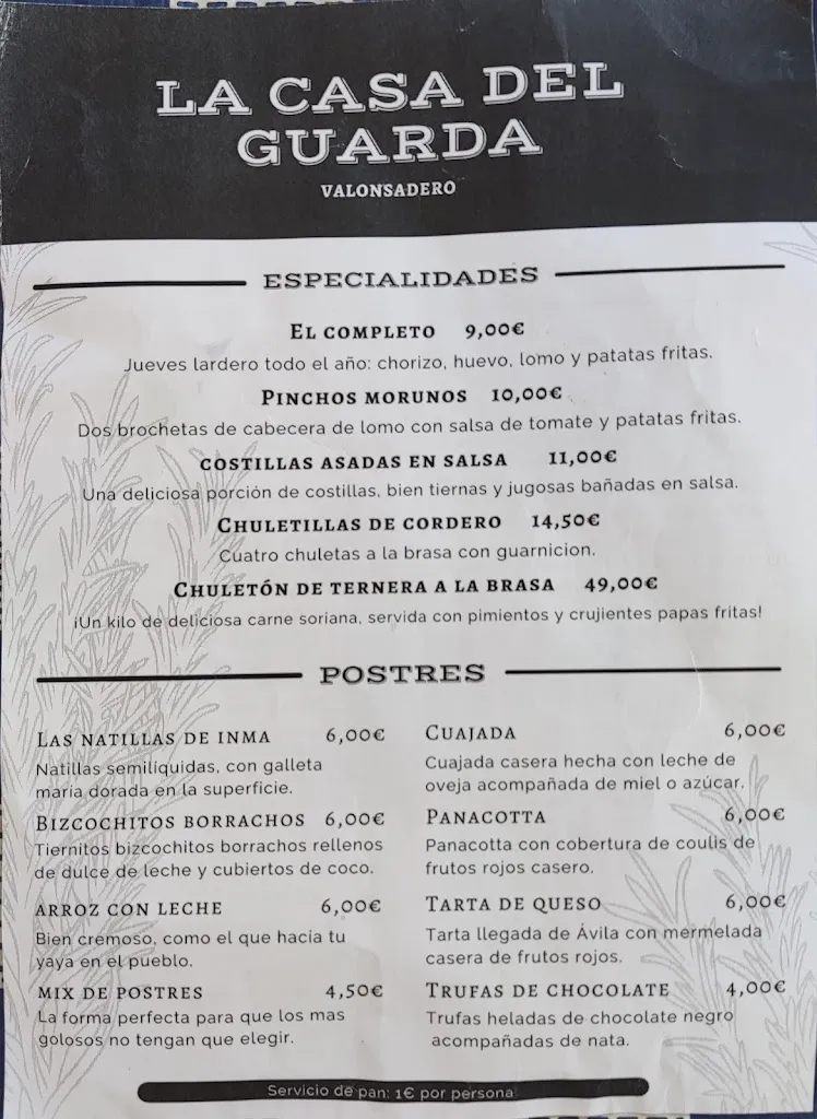 Menu_Restaurante Casa del Guarda_Ausejo de la Sierra_image_1