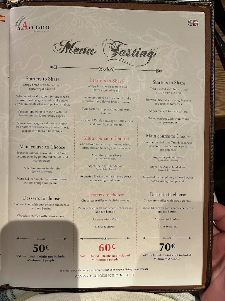 Menu_Arcano Restaurant cave_Baraona_image_1