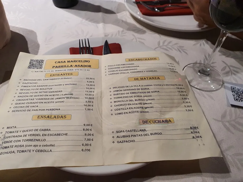 Menu_Restaurante Casa Marcelino_Burgo de Osma-Ciudad de Osma_immagine_2