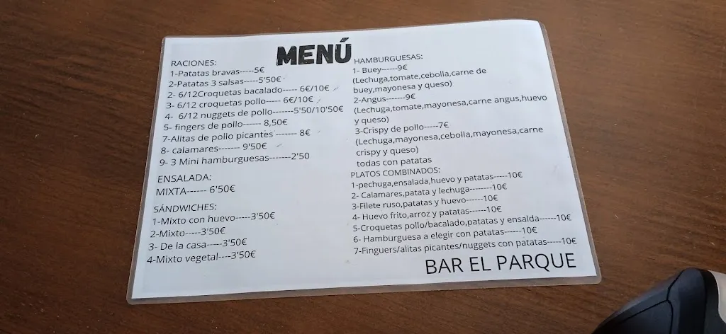 Menu_Bar el Parque_Burgo de Osma-Ciudad de Osma_immagine_1