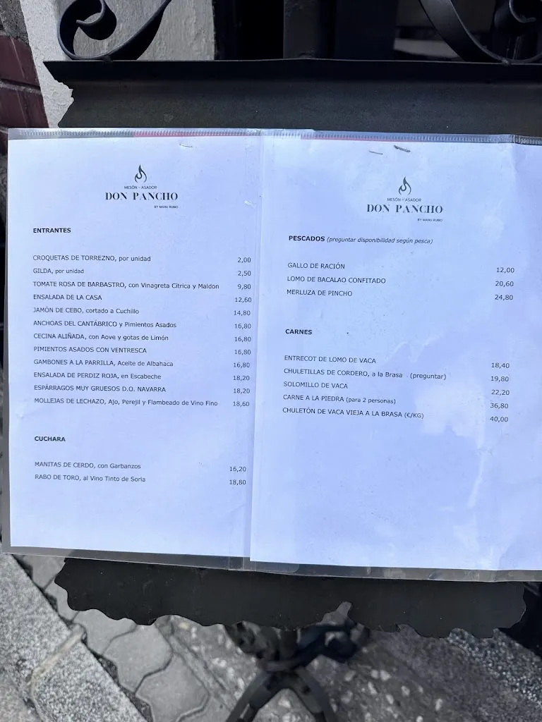 Menu_Mesón Don Pancho_Covaleda_image_1