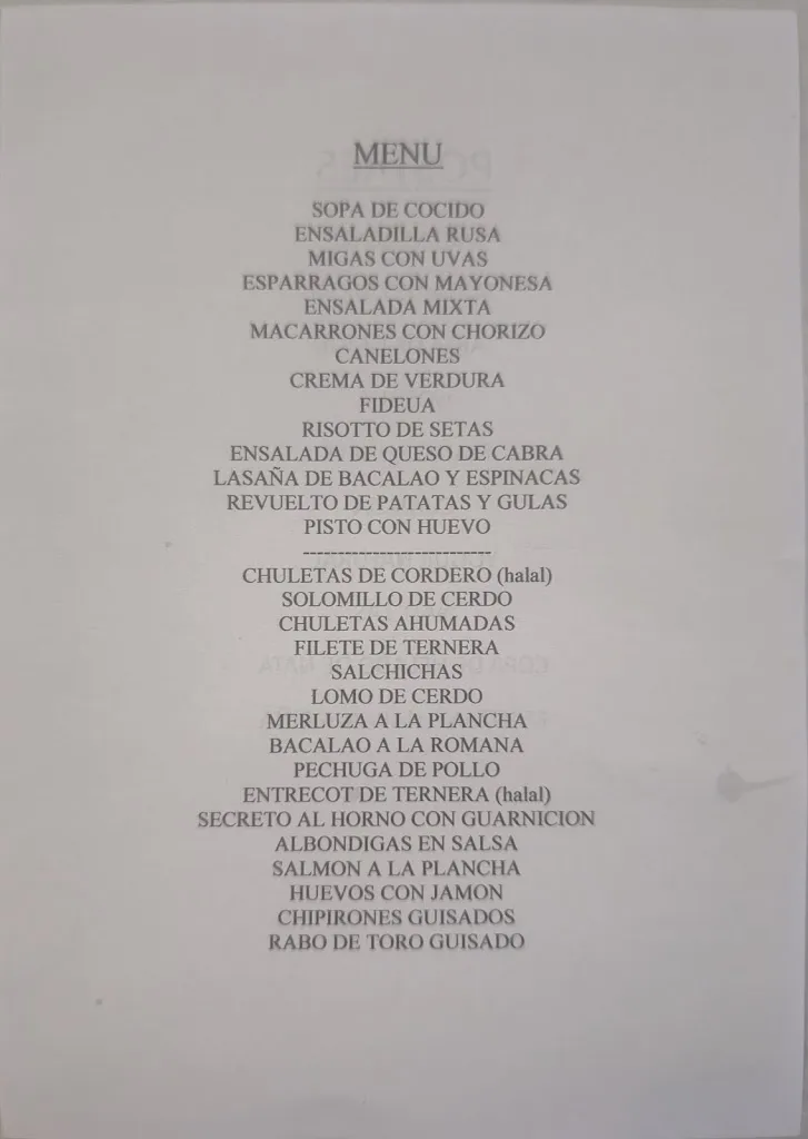 Menu_Hotel Rural Hostal Lázaro_Golmayo_image_4