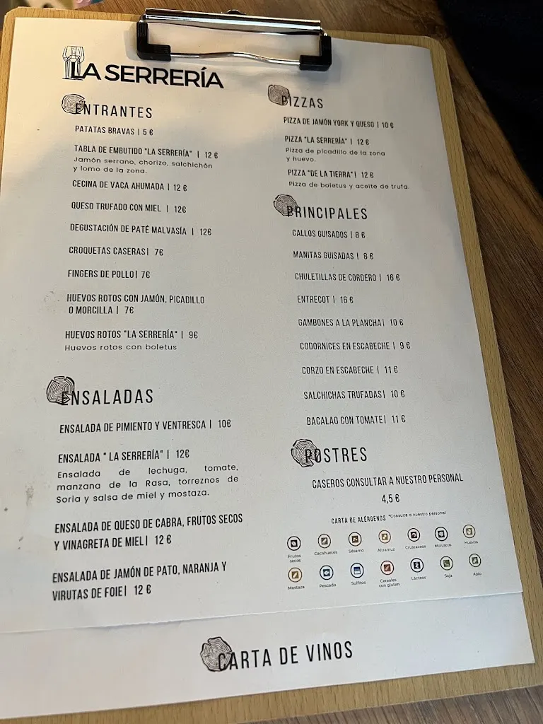 Menu_Bar Restaurante La Serrería_Molinos de Duero_image_1