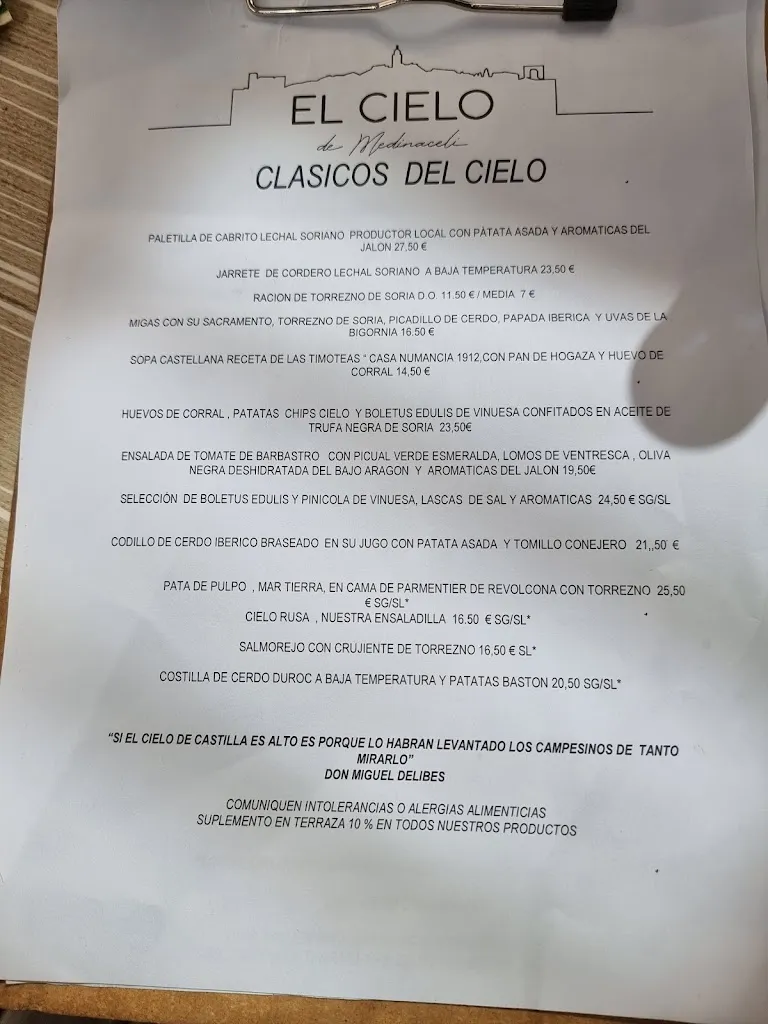 Menu_El cielo de Medinaceli_Medinaceli_image_1