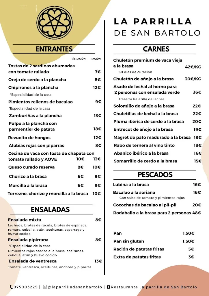 Menu_La Parrilla de San Bartolo_Nafría de Ucero_image_1
