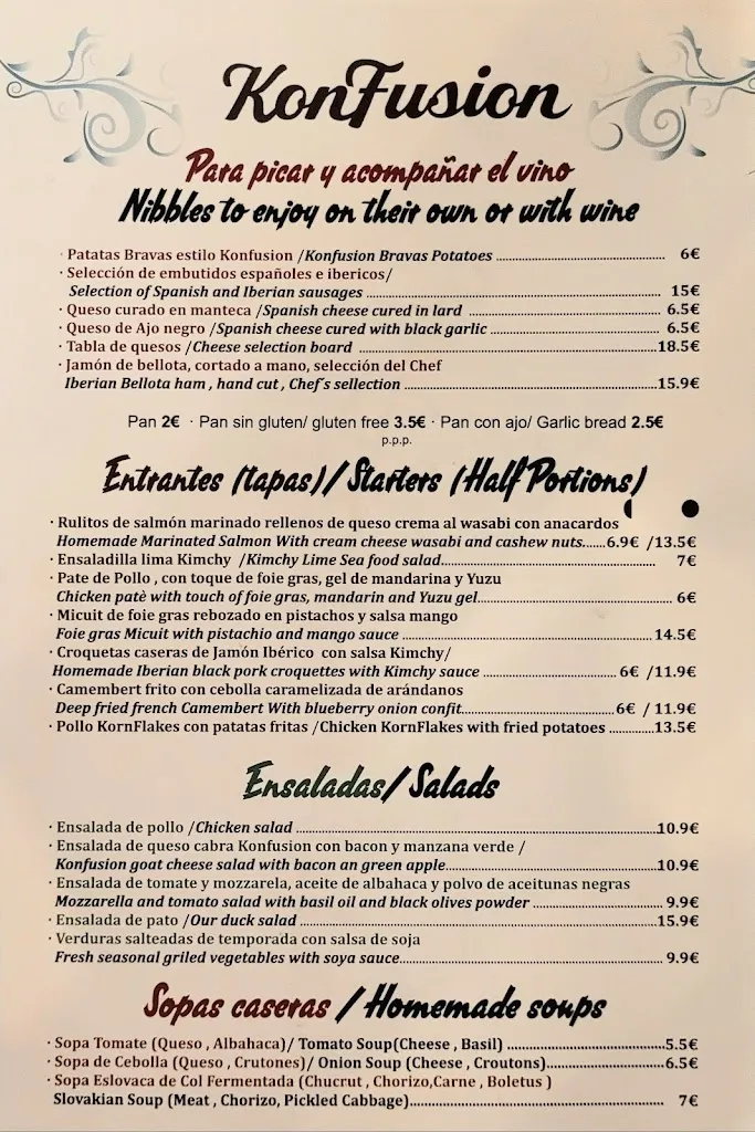 Menü_Restaurante Konfusion_Oncala_Bild_2