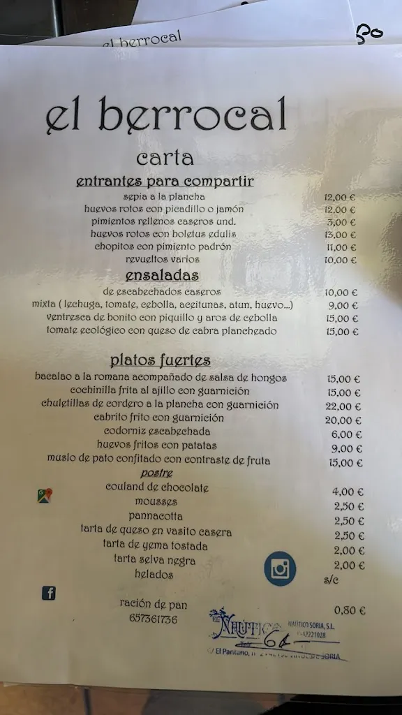 Menu_Bar Restaurante El Berrocal_Royo El_image_4