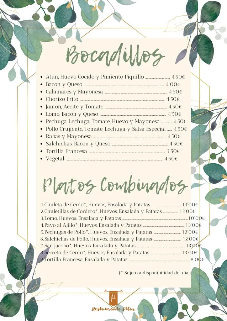 Menu_Pilar Restaurante_San Leonardo de Yagüe_image_1