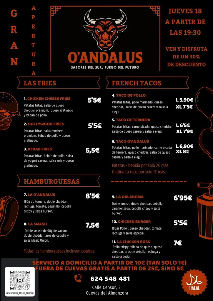 Menu_O'ANDALUS Tacos Burger Pizza_Cuevas del Almanzora_image_1