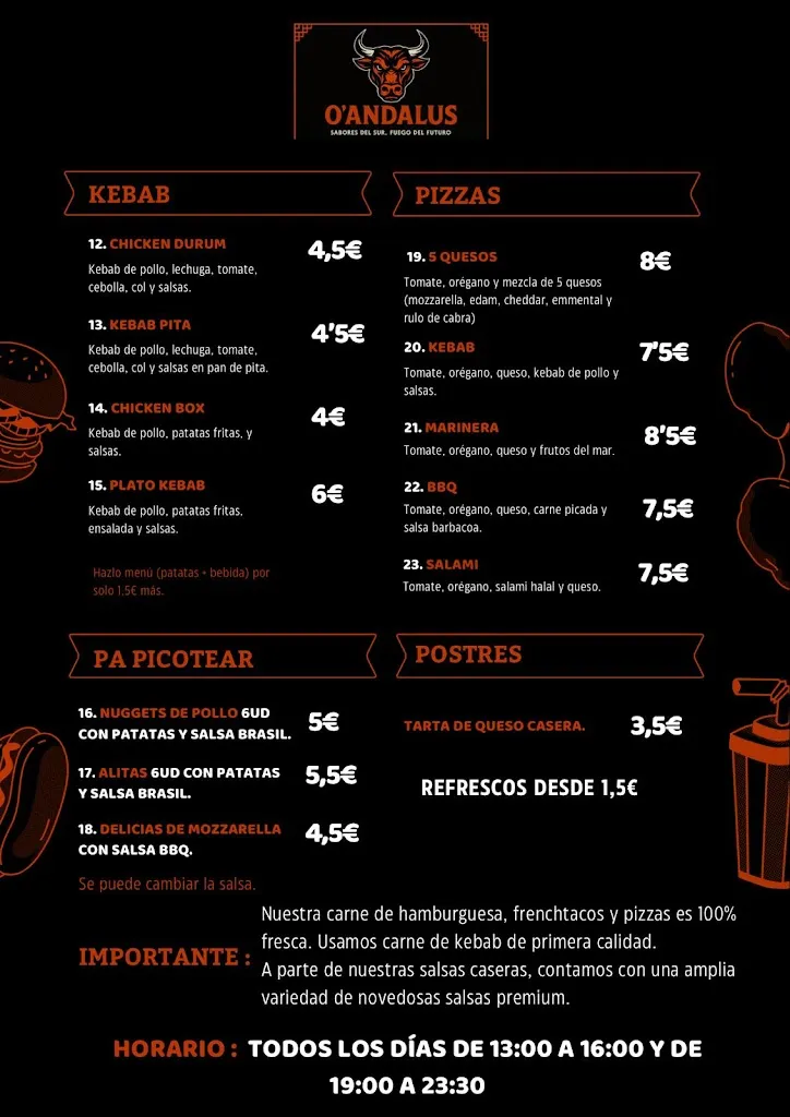 Menu_O'ANDALUS Tacos Burger Pizza_Cuevas del Almanzora_image_2