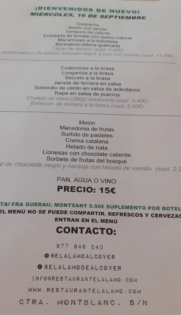 Menu_El Álamo Restaurant_Alcover_image_1