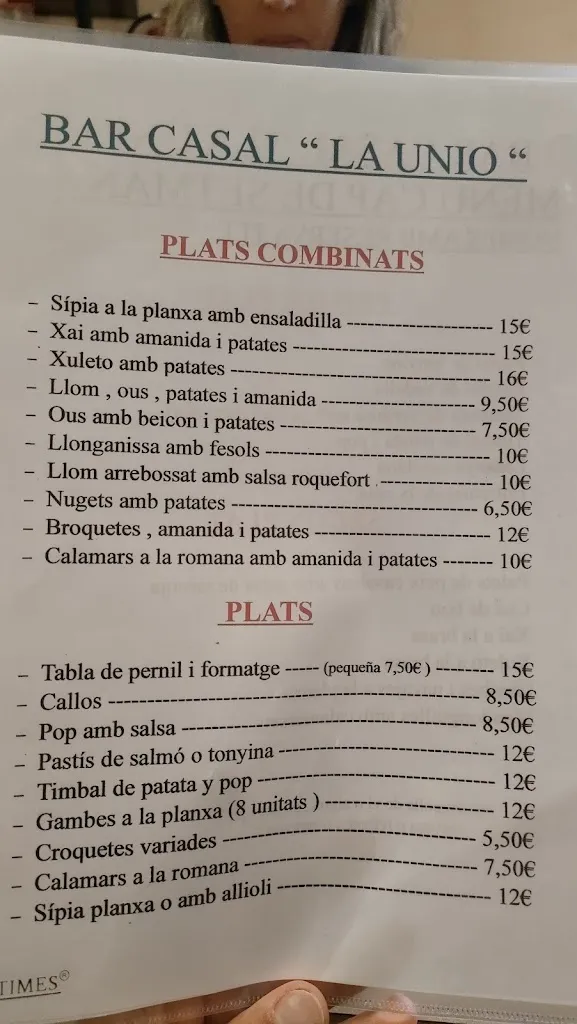 Menu_Bar de la Societat Recreativa La Unió_Aleixar_immagine_1