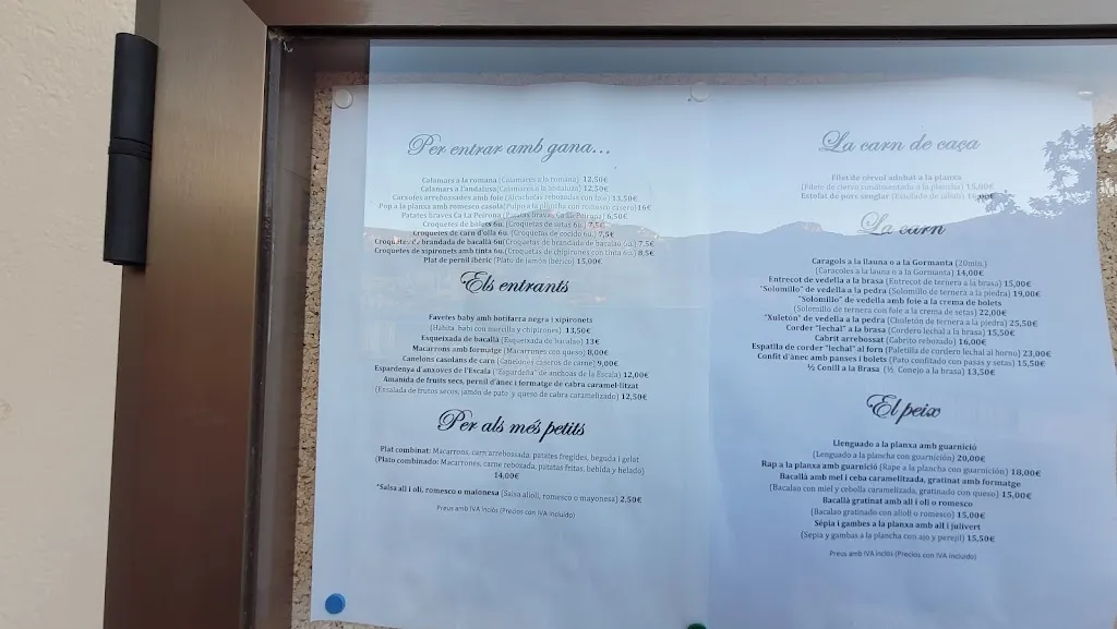 Menu_Restaurant CA La Peirona_Alforja_immagine_1