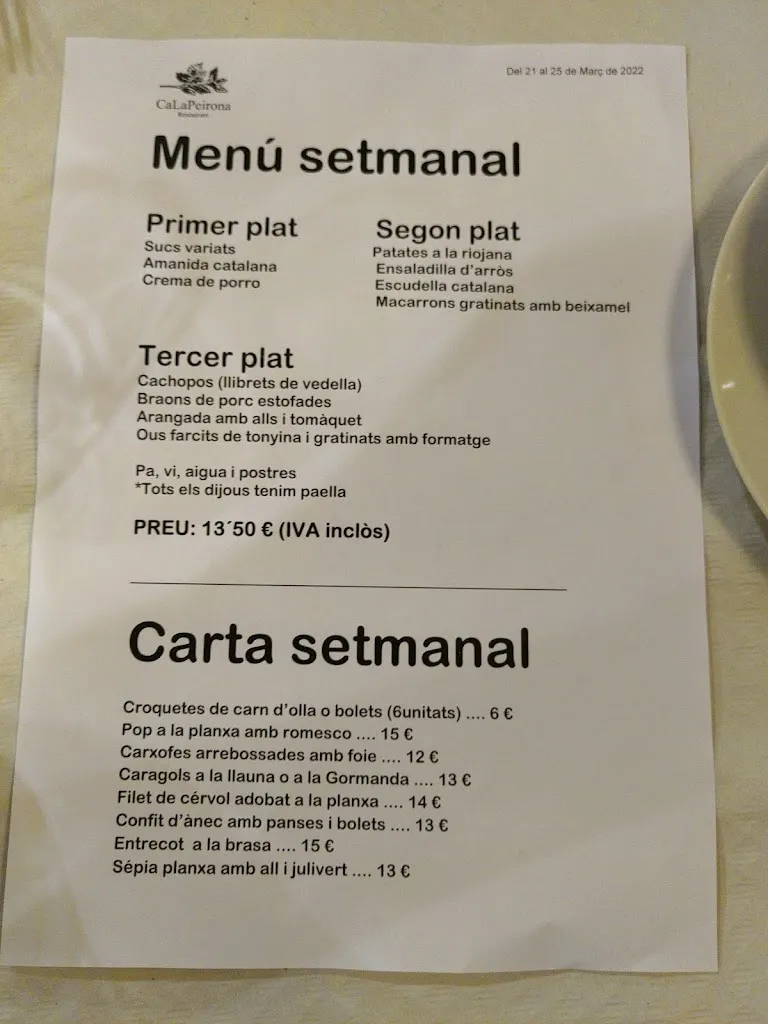 Menu_Restaurant CA La Peirona_Alforja_immagine_2