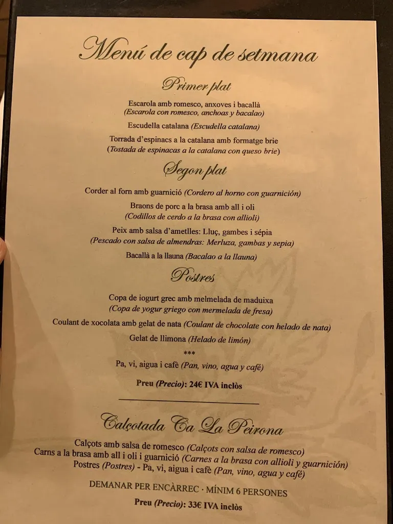 Menu_Restaurant CA La Peirona_Alforja_immagine_3
