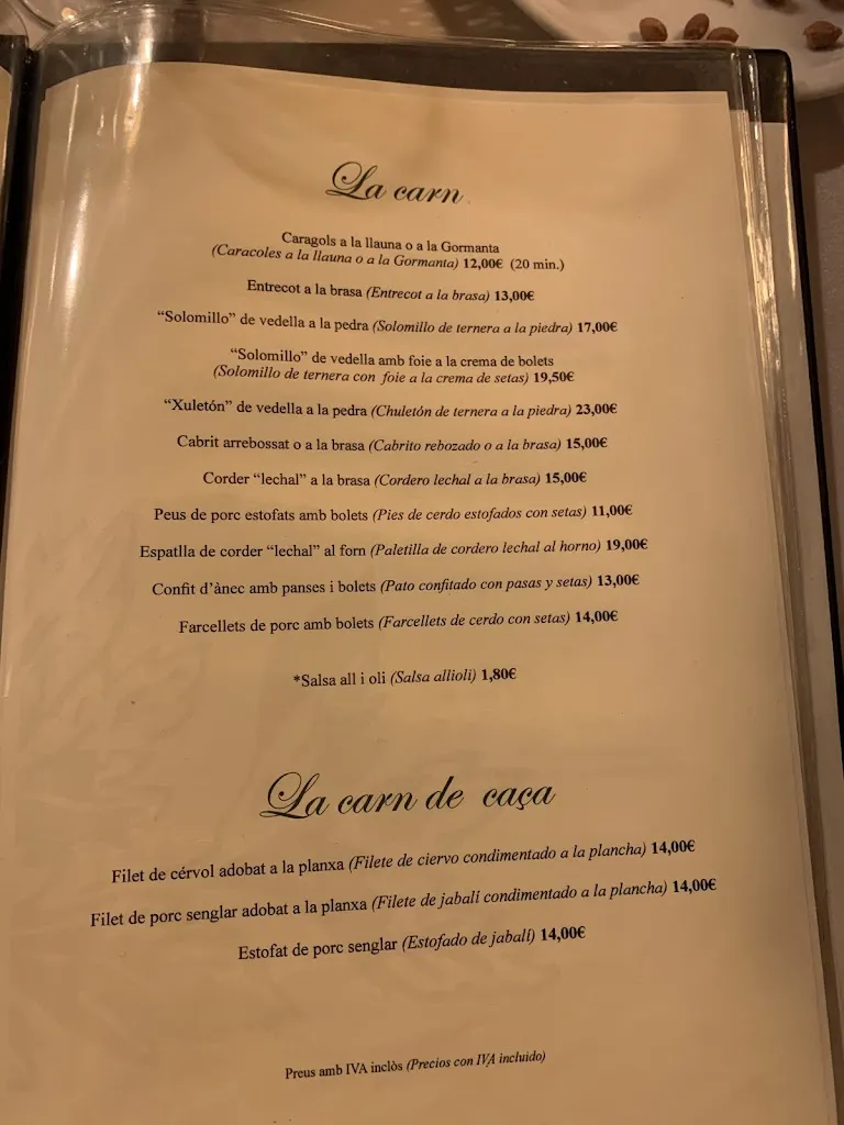 Menu_Restaurant CA La Peirona_Alforja_immagine_4