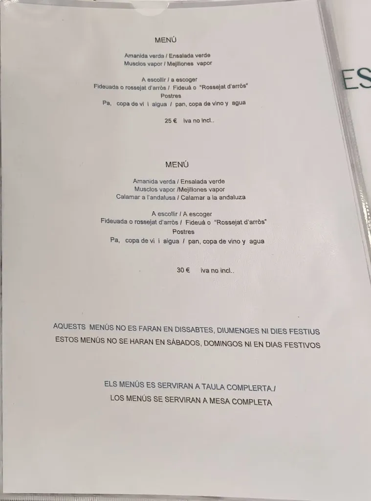 Menü_Les Barques Can Joan_Alcanar_Bild_1