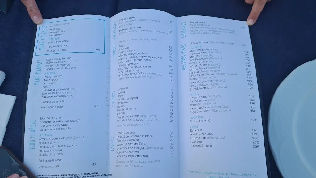 Menu_Bar restaurant El Nàutic Les Cases_Alcanar_image_2